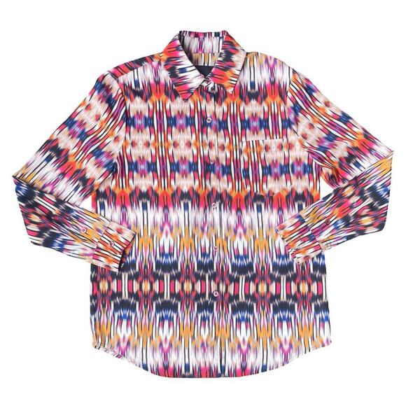 Le Superbe Button Down Blouse Ex Boyfriend Shirt Goa Goa Print – Size 0 / Small - Picture 8 of 14